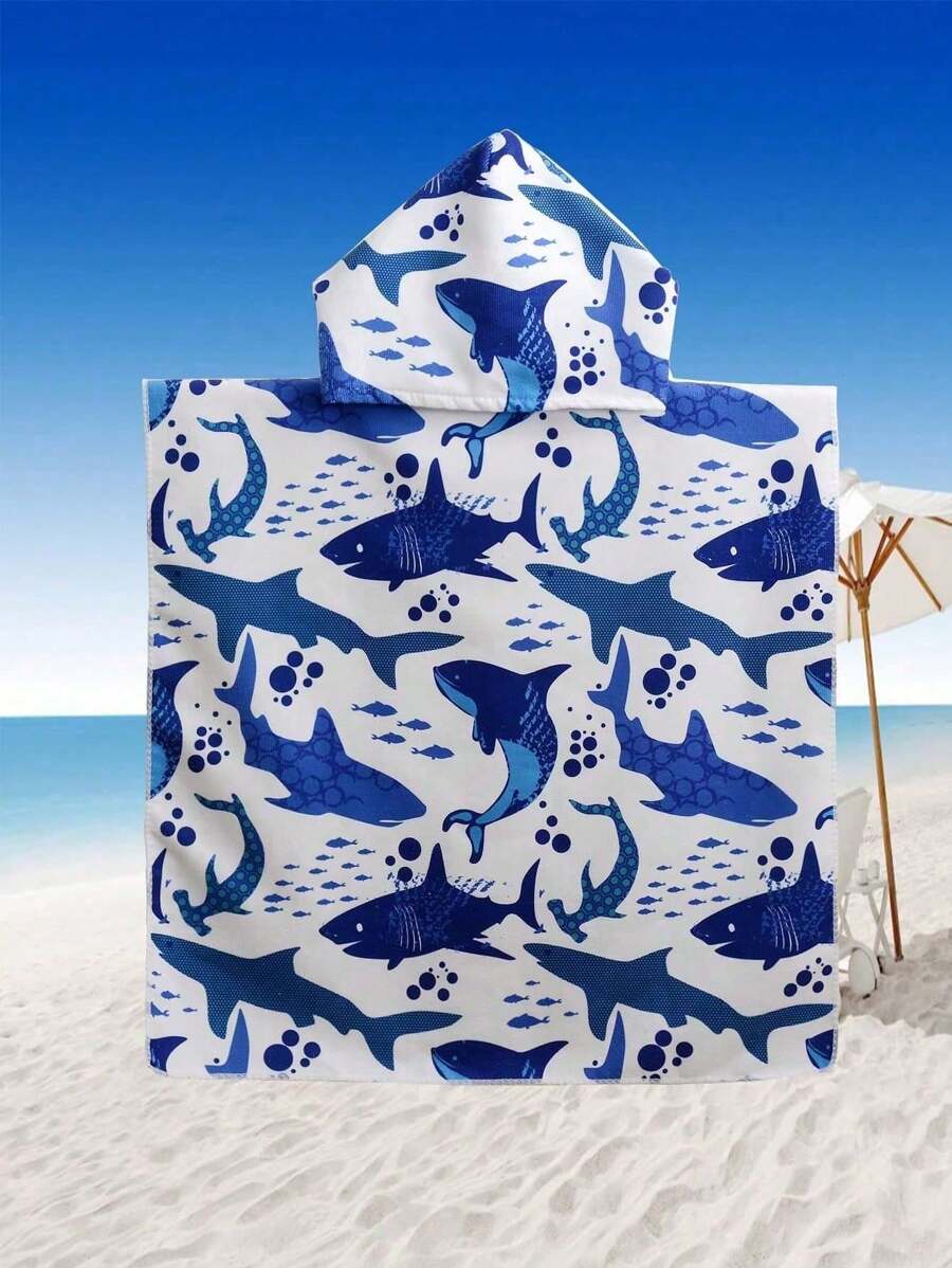 1 pieza Poncho de playa absorbente y grueso talla grande, 60*60cm, ropa de playa, decoración del hogar y del baño, vuelta al cole en verano