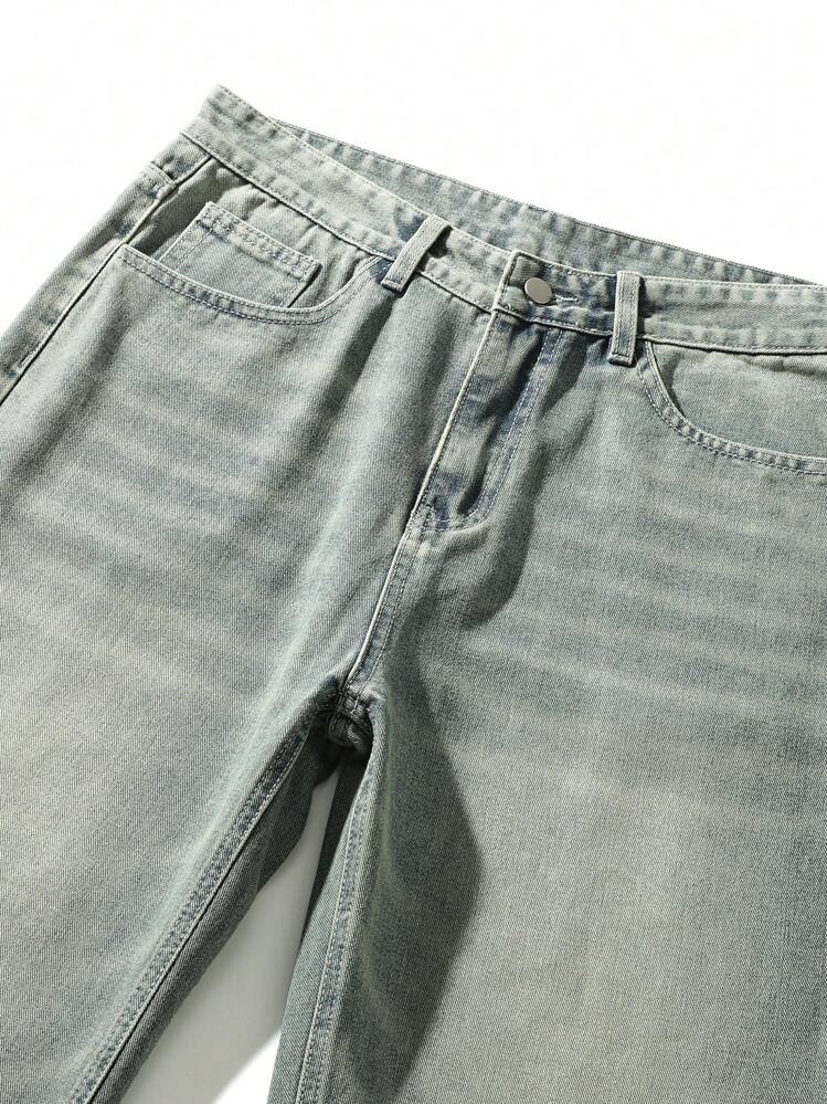 Quần Jeans Xanh Dáng Rộng Rộng Cổ Điển HEHCN Cho Nam, Thích Hợp Làm Quà Tặng Cho Chồng Hoặc Bạn Trai - Màu xanh Bạc hà - Xem 4