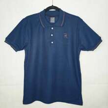 Camisa tipo polo con detalle bordado para hombre - Azul Marino - Ver 1