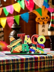 1pc 2D Flat Decoration, May 5th Party Decor, Mexican Wooden Tabletop Center Piece, Party Decoration Gift, Birthday Graduation Ceremony - Multicolor - View 14