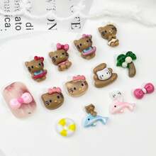 Sanrio 40 piezas/20 piezas/10 piezas de accesorios de arte de uñas Kawaii 3D de resina de dibujos animados lindos de Sanrio KT Cat, adecuados para joyería DIY, pulseras, llaveros, aretes