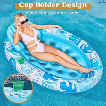 Inflatable Tanning Pool Floats Adult - Sloosh Oval Tanning Float Lounger For Adults Floating Raft, Sunbathing Bed Mat Pad Lake Beach Swimming Pool Blow Up Sun Tan Tube With Backrest Cup Holders (Pink)