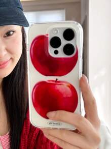 1 Ốp lưng điện thoại hình quả táo đỏ hoạt hình dễ thương tương thích với iPhone 16 15 14 13 Pro Max IMD mềm trong suốt - trắng - Xem 5