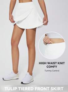 baleaf Women's Running Skirt Cross Over Design Pleated Lightweight Athletic Skirt For Outdoor Jogging Fashion Sportswear - White - View 2