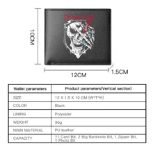 Billetera corta genial Overlord de color negro de hombres, PU, portaidentificaciones de anime, monedero con cierre con diseño de calavera de dibujos animados, bolsillo para monedas, bolsa para cambio y dinero, billetera pequeña para hombre - Negro - Ver 2