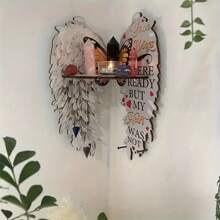 Wall Mounted Corner Shelf Wings Butterfly Wooden Floating Corner Shelves Wooden Wings Corner Wall Shelf Wings Corner Shelf Home Wall Decor - 灰色 - 查看 4