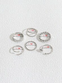 6 cái/bộ Đơn giản Xoắn Bộ nhẫn In Phong cách khác nhau Đối với Của phụ nữ Mặc hàng ngày - Màu Đen Súng - Xem 4