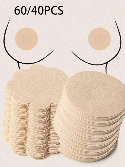 60/40pcs Disposable Non-Woven Breathable Breast Pads, Anti-Exposure And Anti-Sagging Nipple Stickers Breathable Nipple Caps