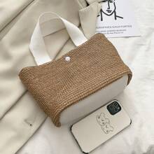 Bolsa de praia de palha com nome personalizado, estilo de praia minimalista, adequada para férias de verão na praia, deslocamento diário, personalização de nome bordado, adequada para festivais, aniversários, presentes de dia das mães