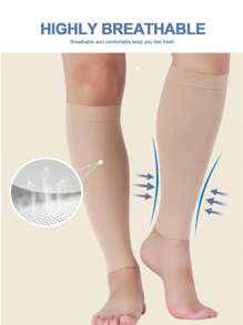 1 Pair 20-30mmHg High Compression Socks, Unisex, Women's Footless, Men's Short Compression Soccer Sports Socks, Suitable For Running, Travel, Work, Autumn - Multicolor - View 4