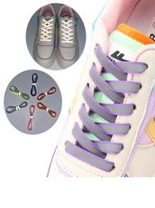Platte holle kleurrijke polyester schoenveters geschikt voor canvas schoenen, sneakers, hoge schoenen