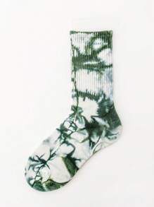 4 Pairs Women Tie Dye Mid-Calf Sports Socks, Colorful Gradient Couples Street Sports, Skate, Basketball Socks