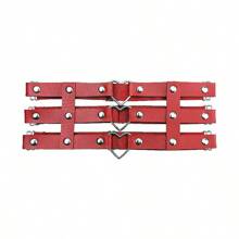 Women's Punk Leg Garters Thigh Chains, Black Gothic Heart Shape Leg Harness Accessories, Sexy Leg Decor, Hollow Thigh Chains, Personalized All-Match Heart Theme PU Leather Suspenders, Suitable For Daily Wear And Music Festivals, Great For Carnival Season