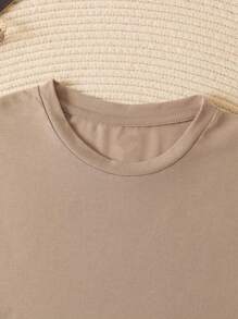 Kit de 3 camisetas Básicas casuais de manga curta e gola redonda Unissex, em tecido sólido algodão, roupas de verão - Verde Militar - Visão 9