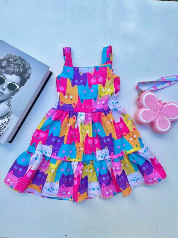 Pequeninos Kids: Vestido Colorido de Gatinhos