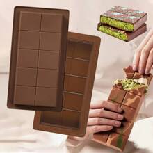 1/2/3pcs Thick Chocolate Bar Silicone Mould, Heat Resistant Non-Stick Chocolate, Candy, Mousse, Cake Decoration Baking Mould, DIY Handmade Soap, Candle, Epoxy Resin Crafts