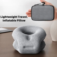 1 pieza Almohada inflable portátil ergonómica para siesta, adecuada para descansar en la oficina, al aire libre
