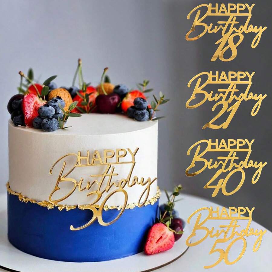 1 件/3 件/5 件生日快乐 18/30/40/50/60/70 岁蛋糕装饰物，适用于生日派对蛋糕装饰