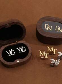 2pcs Custom Groomsmen Cufflinks, Personalized Initial Letter Cufflinks, Groomsmen Gift, Customized Art Monogram Cufflinks, Best Gift For Men, Birthday, Christmas, Halloween