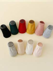 3 双婴儿防滑地板袜，圆点抓地短踝袜，纯色，可爱幼儿袜，适合新年和圣诞节 - 彩色 - 查看 2