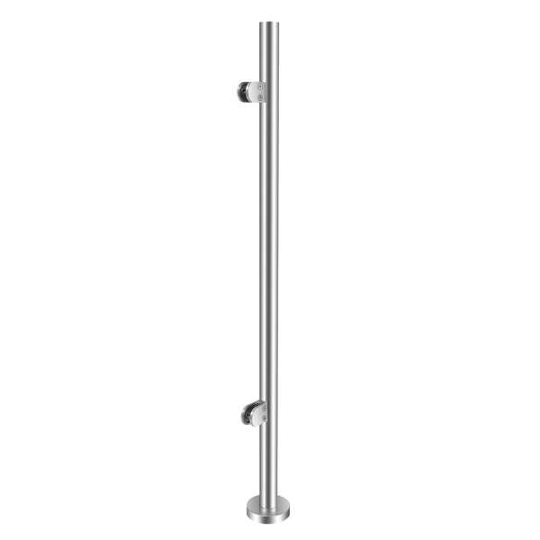 Geländerpfosten mit Glasklemmen Edelstahl 110cm Balustraden Glasgeländer Geländerbalkon Handlaufstütze Endstück/Cornerstück