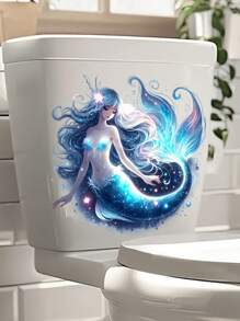 1pc Decorative Toilet Seat Sticker Cartoon Mermaid Pattern Self-Adhesive Sticker PVC Waterproof For Bathroom Decoration Toilet Seat Sticker Wall Decal Vinyl Decal For Home Decorations Spring Decoration Items Refresh Your Home Rama Decoration Stickers Wall Decor Bedroom Decor Room Decoration Stuff Living Room Decor House Decor Home Decor Living Room Wall Art Wall Paper Personalised Stickers - Multicolor - View 5