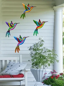 1 件/4 件金属蜂鸟墙饰 3D 鸟墙雕塑彩色户外墙面艺术装饰，适用于露台、花园、庭院、手工栅栏装饰礼物