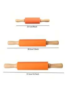 1 Stück Silikonausrollholz, antihaftbeschichtet, Holzgriff, Teigroller