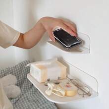 1 件可折叠壁挂式收纳架，浴室储物架无需钻孔，节省家庭厨房卧室客厅餐厅空间，家居装饰配件，装饰盒，女性婚礼礼物，夏季旅行节日必备品