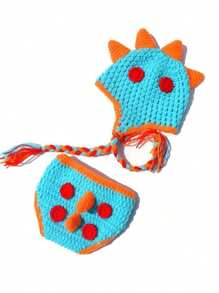 Newborn Cartoon Dinosaur Photography Costume Knitted Photoshoot Hat Set, Baby Unisex Photo Prop Baby Shower Easter Gifts Things For Girls/Boys
