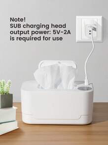 1. USB 输出功率：5V-2A，仅适用于 10W 湿巾加热盒，55-65 度三档温度调节，恒温保温湿巾加热器及分配器，便携式湿巾加热器，婴儿湿巾加热盒，保湿恒温湿巾加热器，便携式保温 - 升級款濕紙巾加熱器 - 查看 2