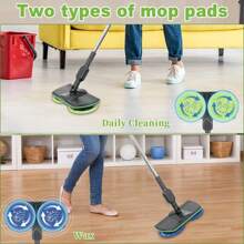 Easy Push Sweeper-Hand-Free Rotating Mop, For Hard Floors, Perfect For Home, Kitchen, Bathroom Floor, Easy To Clean, Cleaning Supplies - 黑色 - 查看 3