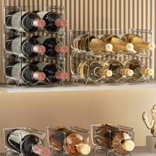 1pc - Stackable Transparent Wine Storage Rack, Wine Rack, Home Wine And Water Bottle Rack, Wine Display Rack, Refrigerator, Cabinet Storage, Countertop, Kitchen Organizer And Storage, Kitchen Accessories - Multicolor - View 1