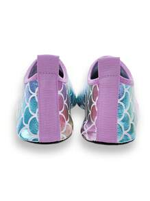 Children's Outdoor Beach Shoes, Girls' Colorful Fish Scale Soft Sole Lightweight Breathable Outdoor Swimming Water Sports Beach Elastic Socks Shoes