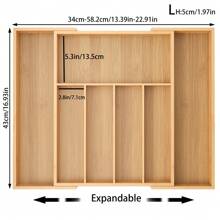 1 szt. Kuchenny rozszerzalny bambusowy organizer szufladowy Regulowana drewniana tacka na sztućce do przyborów kuchennych, sztućców, sztućców