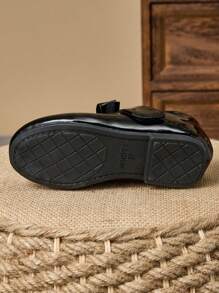 1 Paio di scarpe da principessa con fiocco nero per bambine, scarpe con punta tonda morbide per campus/studenti/coro, stile scolastico carino e alla moda