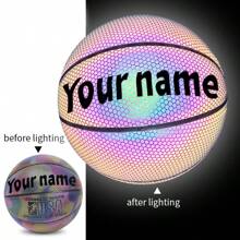 1 Pc Customized Personalized Engraved Gift - Custom Name/Logo/Signature, 7# Basketball With Reflective Design, Home Decor Gift For Christmas, Birthday Gift For Boyfriend/Girlfriend, Anniversary Pet Memorial, Wedding Gift, Valentine's Day, Personalized Premium Art Gift, Party Favor - Black Reflective Basketball - View 4