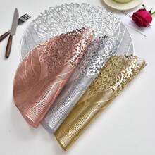 Round Vinyl Placemat,3/1 Set Of Gold Leaf Placemat,3/1 Indoor-Outdoor Hollow Metal Plate Non-Slip Suitable For Dinner, Party, Wedding Decoration Center Decoration Gifts Birthday Graduation Birthday Decorations Party Decorations Bachelorette