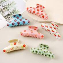 6 Stück/1 Stück Mode Glitzer Mädchen Frucht Muster PVC große Haarspangen, bunte Blumen Haarspangen, geeignet für Frauen, elegant, minimalistisch, multifunktional, für Alltag, Party, Arbeitsoutfit, Reise, Haarschmuck Haarklammer Haarspangen Haarklemme Haar-Fangclip
