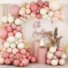 123pcs Cream Beige Pink Balloon Garland Arch Kit Rustic Wedding Decoration Engagement Baby Shower Girl Birthday Party Supplies Baptism Christening Pink Balloons Set - As Picture - View 1