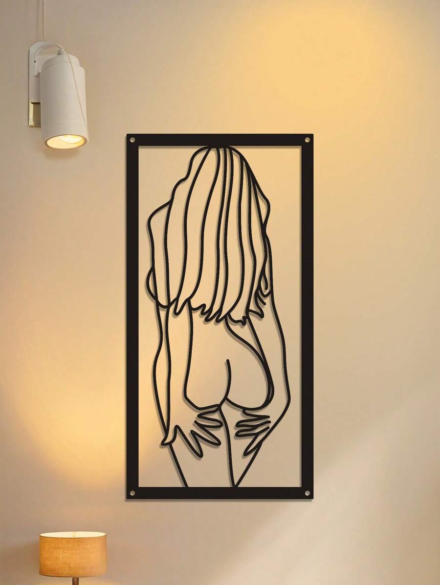 1 件女性身体形状金属墙饰、浴室墙壁装饰、金属线艺术、卧室墙壁雕塑、家居装饰 - 彩色 - 查看 1