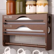 1 Stück Bambus Frischhaltefolien Spender, Bambus Küchenorganizer, Alu-Folie und Frischhaltefolie Aufbewahrungsbox, geeignet für die Küche
