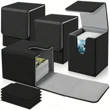 1pc - High End Stacked Card Vertical Storage Box High End PU Multi-Color Fabric Board Game 100 Card Capacity Card Storage Box Card Game Storage Stacked Storage Box Storage Bag