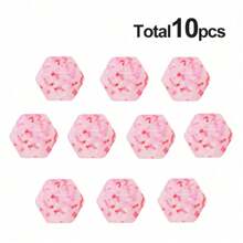 10pcs Sweet Pink 15/17mm Silicone Beads Mixed Set - With Round & Hexagonal, Transparent Heart-Shaped Color Dots Inside, Ideal For Jewelry, DIY Bracelets, Unique Keychains, Animal Beaded Pens And Other Handmade Accessories