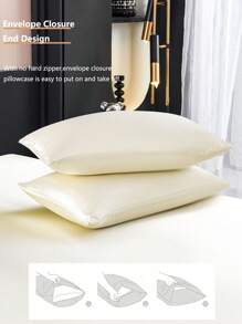 4Pcs Beige Premium Plain Silky Satin Sheet Set Bedding Set, 1pc Fitted Sheet & 1pc Flat Sheet& 2pcs Pillowcase Bedding Mattress Protector Set (Not Including Pillow Core)Luxury Satin Fitted Sheet Set King Queen Full TWIN SIZE Sheet Deep Pocket Up To 11.8 Inch Satin Pillowcase, Soft Breathable Wrinkle-Free Better For Sleep, Luxury Hotel Style, Gift For Mom Dad Friend Domitory Bedding Back School Bedding - Beige - View 6