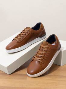 Men's Casual Dress Sneakers Skate Shoes Elevated Casual Look - màu nâu - Xem 3