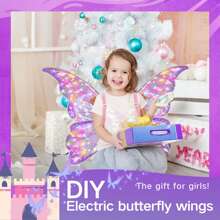 Conjunto de disfraz de hada ángel para niños - Incluye mochila con alas de mariposa luminosas, falda, corona, varita mágica; Alas de hada eléctricas, alas de ángel; Disfraz para representaciones, fiestas, cumpleaños, regalos para niñas