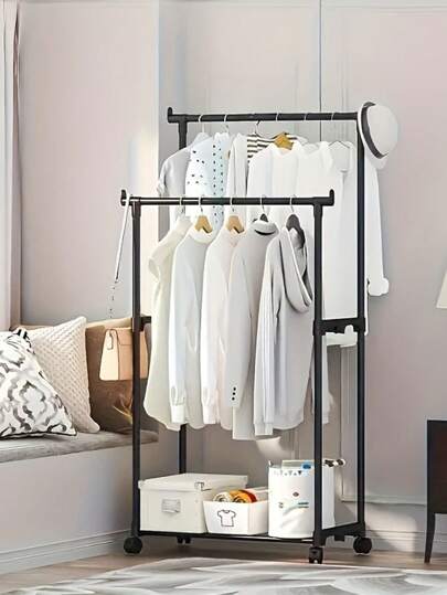 1 st Fristående enkel-/dubbelbar Klädställ torkställning, inomhusbalkong Mobilt plagghängande ställ för hem/hem