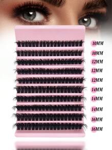 Miss Wink 180 件 100D 3D 效果手工睫毛延长，轻松 DIY，派对必备品，D 卷曲自然柔软浓密不遮瑕，超轻 10 排防水貂皮单簇立体贴合双眼持久节日妆容，适合外出派对，送给女性或女孩的礼物