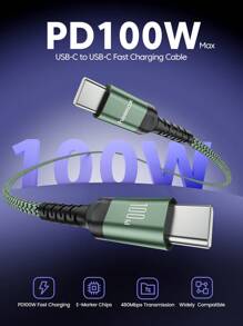 100W USB C 转 USB C 快速充电线，5A PD USB Type-C 快速充电线兼容 iPhone16 15 15 Pro/15 Pro Max Pro/Air iPad Pro Mini 6 三星 S23 S22 Z-Flip Pixel（绿色）兼容 MacBook 兼容 16、16 Pro Max、15、15 Plus、15 Pro、15 Pro Max，兼容小米，兼容 OnePlus Type C 铝合金 - 綠色 - 查看 5